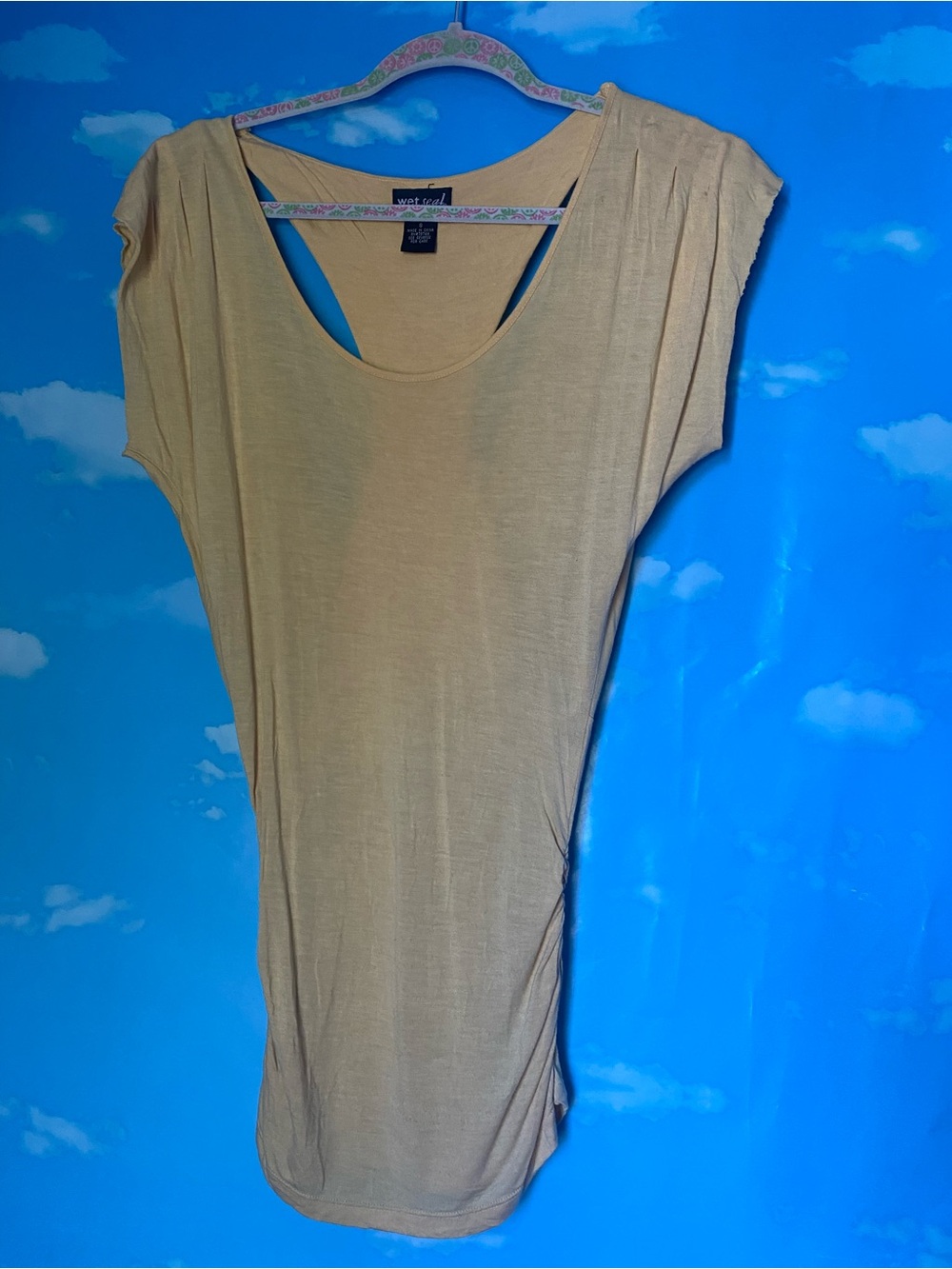Wet Seal Light Tan Scoop Neck Short Sleeve Tunic